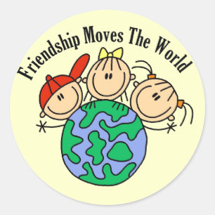 Freundschaft bewegt die Welt T-Shirts und Geschenk Runder Aufkleber