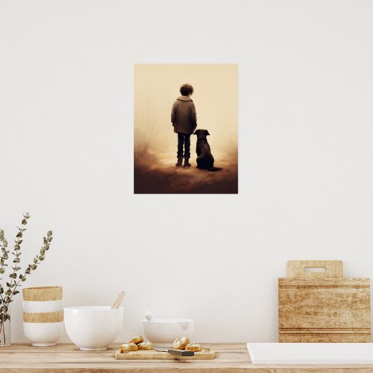 Freundschaft, Boy und sein Hund Poster (Küche)