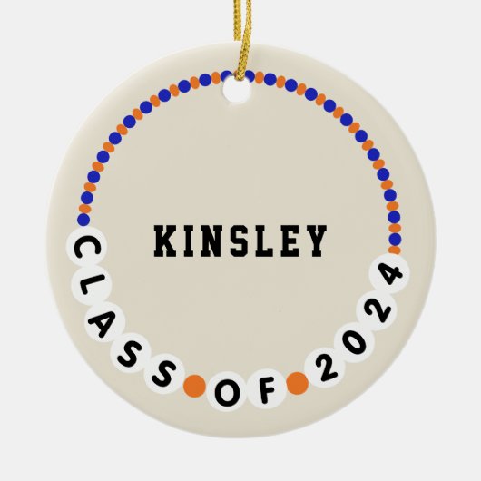 Freundschaft Bracelet 2024 Abschluss Blue + Orange Keramik Ornament (Vorne)