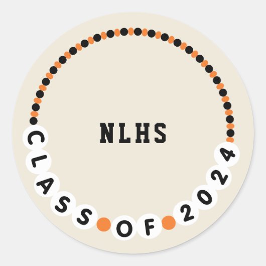 Freundschaft Bracelet 2024 Abschluss Orange + Blac Runder Aufkleber (Vorderseite)