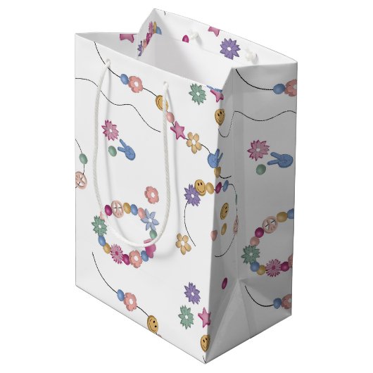 Freundschaft Bracelet Girl Jewelier Muster Mittlere Geschenktüte (Rückseite Schrägansicht)