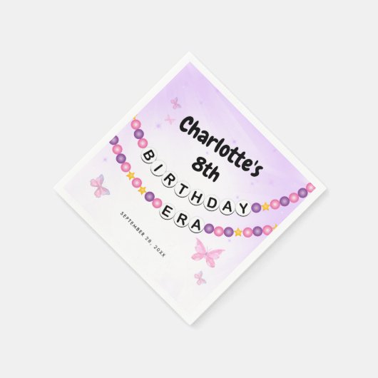 Freundschaft Bracelet Girls Birthday Era Party Serviette (Ecke)