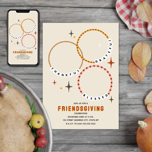 Freundschaft Bracelets Friendsgiving Erntedank Einladung
