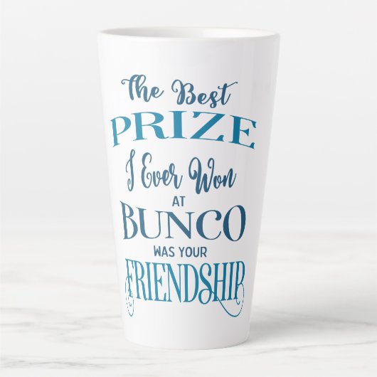 Freundschaft Bunco Bester Preis Typografie Blaue M Milchtasse (Vorderseite)