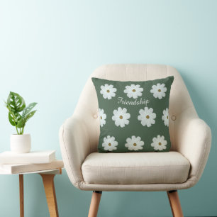 Freundschaft Daisy Wildblumen Muster Green Floral Kissen