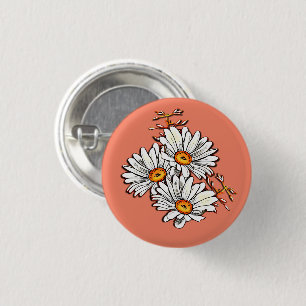 Freundschaft Daisy Wildblumen Vintag Orange Button