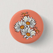 Freundschaft Daisy Wildblumen Vintag Orange Button (Vorderseite)