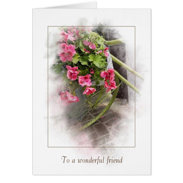 Freundschaft danke dir Fahrrad mit Geranien (Vorne)