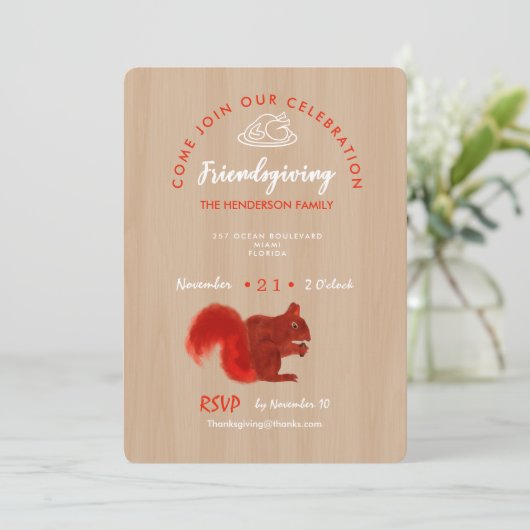 Freundschaft Danksagend Feier Rustikal Einladung (Stehend Vorderseite)