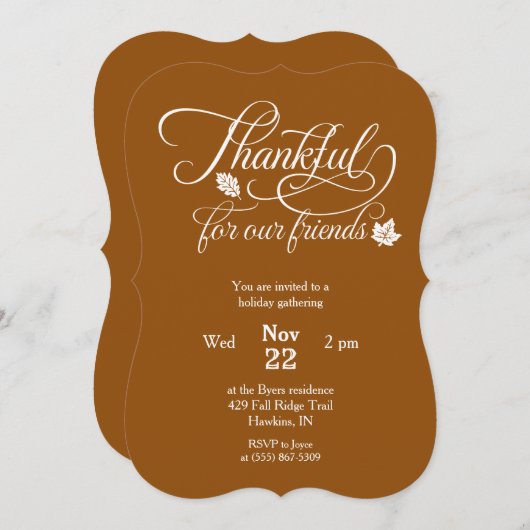 Freundschaft Danksagend für unsere Freunde Typogra Einladung (Vorne/Hinten)