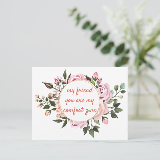 Freundschaft elegante Typografie dekoriert floral Postkarte (Stehend Vorderseite)