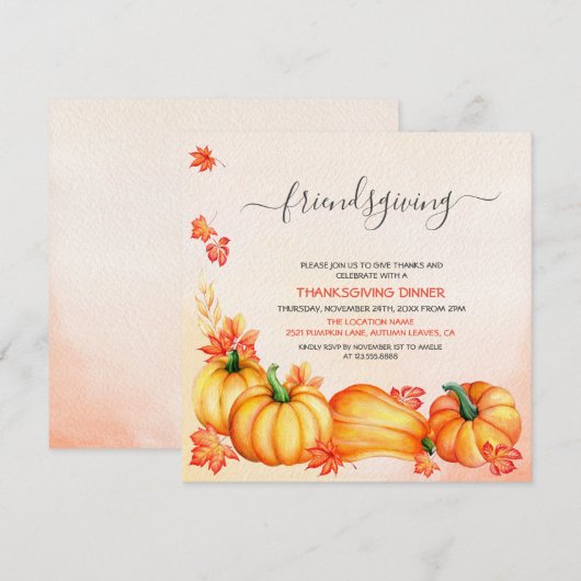 Freundschaft | Erntedank Abendessen Einladung (Vorne/Hinten)