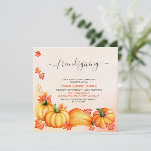 Freundschaft | Erntedank Abendessen Einladung (Stehend Vorderseite)