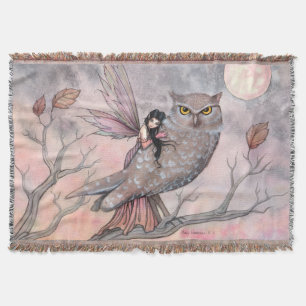 Freundschaft Fairy and Owl Fatercolor Fantasy Kuns Decke