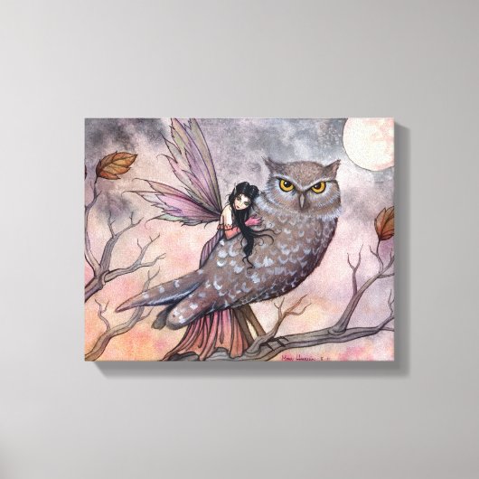 Freundschaft Fairy und Owl Wrapped Canvas Print Leinwanddruck (Vorderseite)