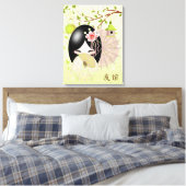 Freundschaft - Freundschaft , Kokeshi Puppe im Frü Leinwanddruck (Insitu (Schlafzimmer))