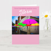 Freundschaft Grußkarte - Farbige Regenschirme