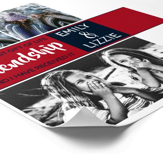 Freundschaft inspirierend mit Namen und Fotos Poster (Ecke)