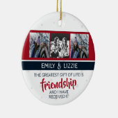 Freundschaft inspirierendes Zitat mit Namen und Fo Keramik Ornament (Rechts)