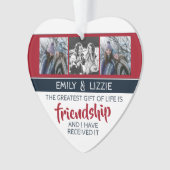 Freundschaft inspirierendes Zitat mit Namen und Fo Ornament (Vorderseite)