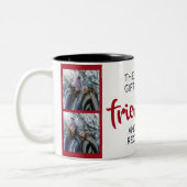 Freundschaft inspirierendes Zitat mit Namen und Fo Zweifarbige Tasse (Links)