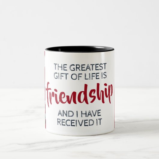 Freundschaft inspirierendes Zitat mit Namen und Fo Zweifarbige Tasse (Mittel)