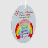 Freundschaft ist das Regenbogendesign-Sprichwort d Ornament (Vorderseite)
