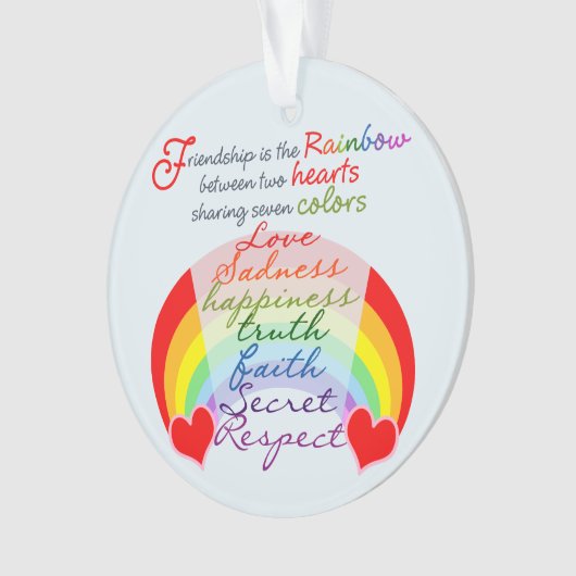 Freundschaft ist das Regenbogendesign-Sprichwort d Ornament (Vorderseite)