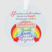 Freundschaft ist das Regenbogendesign-Sprichwort d Ornament (Vorderseite)