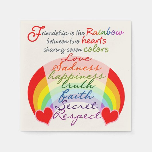 Freundschaft ist das Regenbogendesign-Sprichwort d Serviette (Vorderseite)