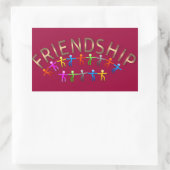 Freundschaft, Kids-Holding-Handdesign Rechteckiger Aufkleber (Tasche)