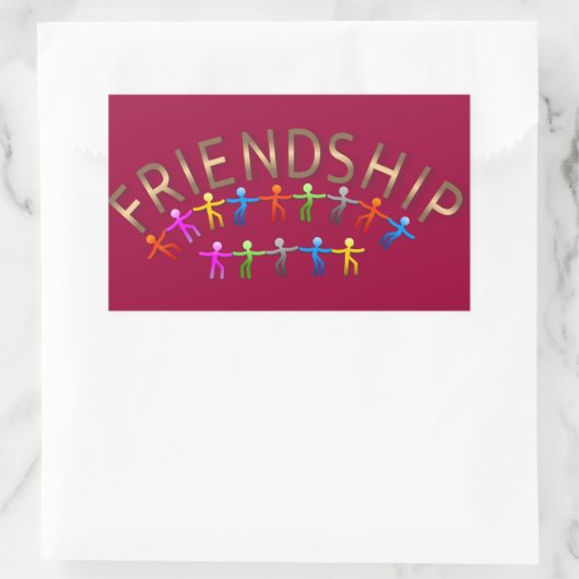 Freundschaft, Kids-Holding-Handdesign Rechteckiger Aufkleber (Tasche)