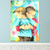 Freundschaft - Kindesdrücke - Liebe des Friedens - Leinwanddruck (Insitu (Holzboden))