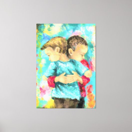 Freundschaft - Kindesdrücke - Liebe des Friedens - Leinwanddruck (Vorderseite)