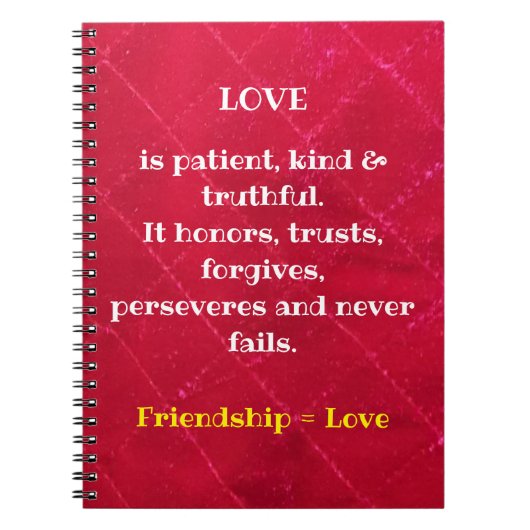 Freundschaft = Liebe SpiralNotebook Notizblock (Vorderseite)