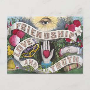 Freundschaft, Liebe, Wahrheit Vintage Postkarte