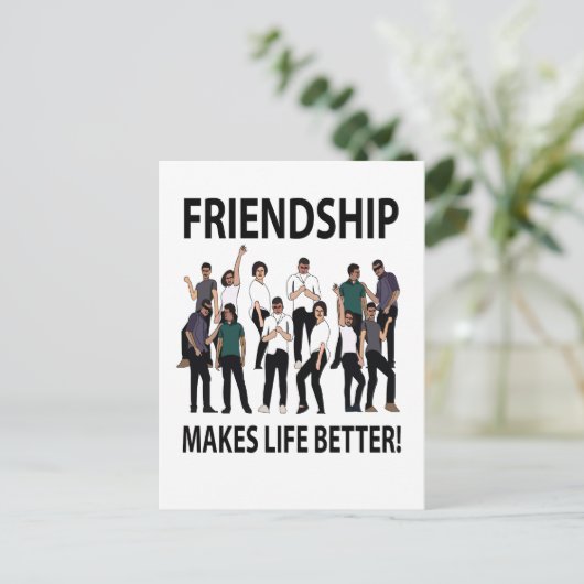 Freundschaft macht das Leben freundlicher Postkarte (Stehend Vorderseite)