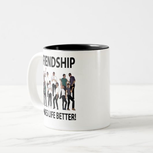 Freundschaft macht das Leben freundlicher Zweifarbige Tasse (Vorderseite Links)