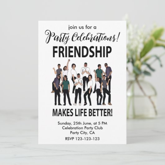 Freundschaft macht das Party "Bessere Freundschaft Einladung (Stehend Vorderseite)