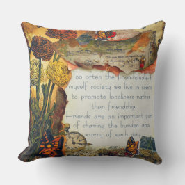 Freundschaft Mixed Media Blume Butterflies Collage Kissen