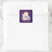 Freundschaft, niedliche Waldtiere unter dem Mond Quadratischer Aufkleber (Tasche)