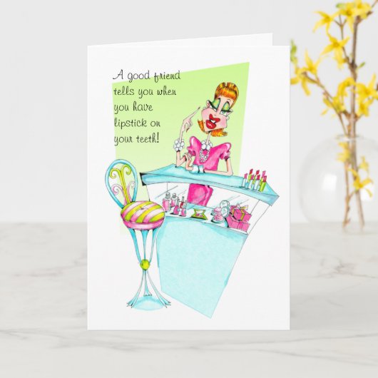 Freundschaft oder B-Day Lipstick auf Ihrer Zahnkar Karte (Gelbe Blume)