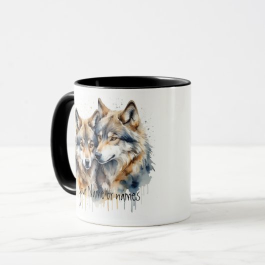 Freundschaft oder Romantischer Name oder Name Wolf Tasse (Vorderseite Links)