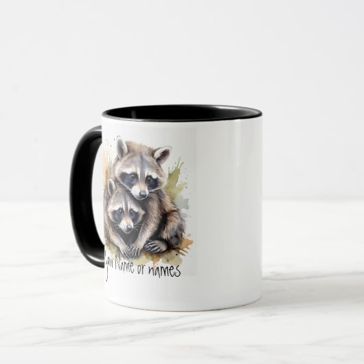 Freundschaft oder Romantischer Name Raccoons Tasse (Vorderseite Links)