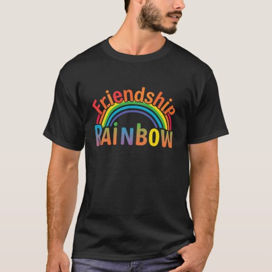 Freundschaft Regenbogen Retro-Typografie T-Shirt (Vorderseite)