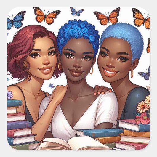 Freundschaft und Worte Quadratischer Aufkleber (Vorderseite)