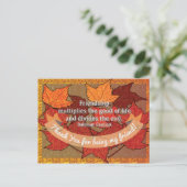 Freundschaft Vielen Dank Fall Erntedank Zitat Postkarte (Stehend Vorderseite)