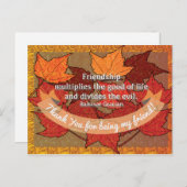 Freundschaft Vielen Dank Fall Erntedank Zitat Postkarte (Vorne/Hinten)