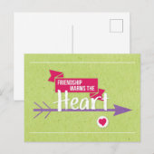 'Freundschaft wärmt das Herz' Postkarte (Vorne/Hinten)