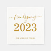 Freundschaft zum 2023 Gold Script Erntedank Serviette (Vorderseite)